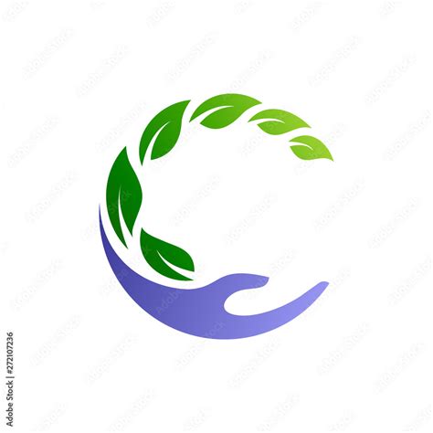 initial/letter c logo for health care, leaf and hand logo in the form ...