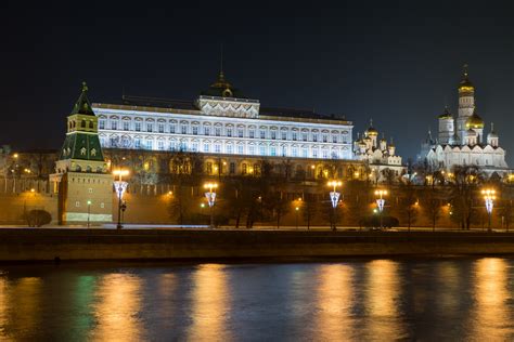 Moscow Kremlin At Night Free Stock Photo - Public Domain Pictures
