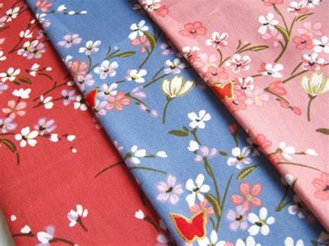 Japanese Kimono Cotton Fabric Lovely Pink White Blue Sweet | Etsy