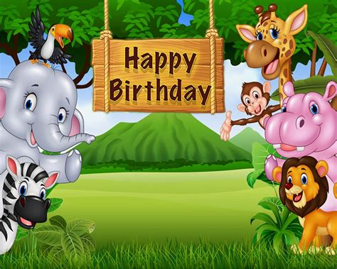 zig zag Personalized Jungle Animals Theme Birthday Party Banner | Poster For Kids Birthday Party ...