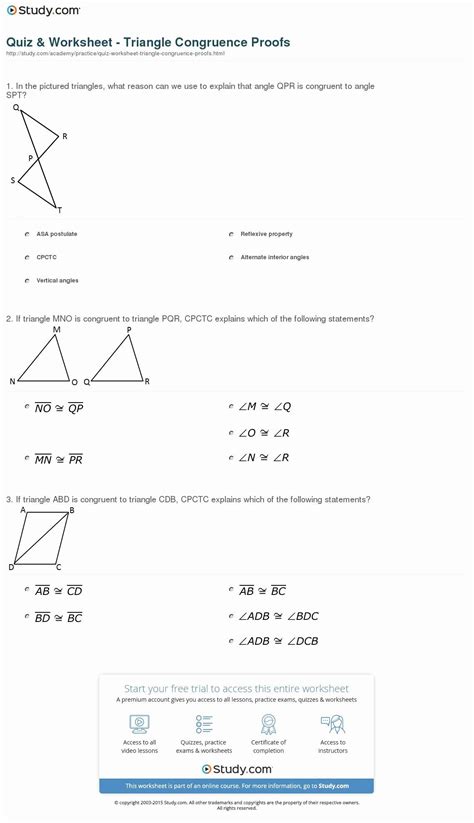 Geometry Proofs Practice Quiz