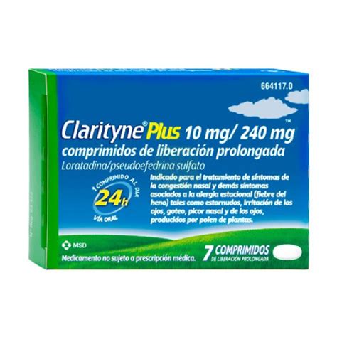 Clarityne Plus 10 MG/240 MG Comprimidos - Farmacia Colonia