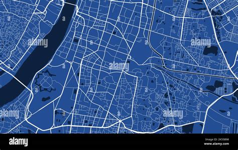 Detailed map poster of Kolkata city administrative area. Blue skyline panorama. Decorative ...