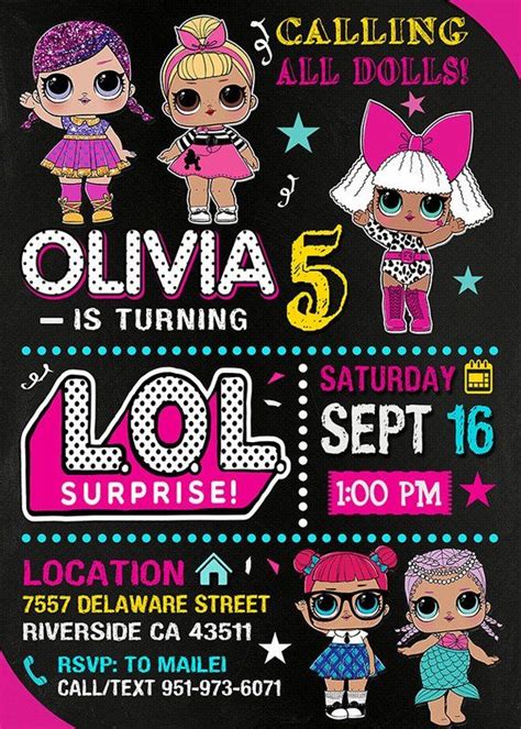 Lol Surprise Dolls Invitation Lol Surprise Lol Surprise Etsy Kids ...