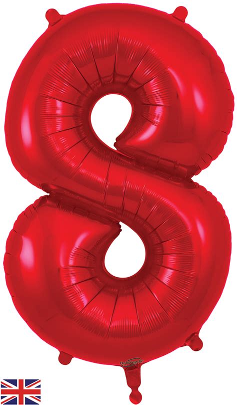 34" Number 8 Red Oaktree Foil Balloon | Bargain Balloons - Mylar ...