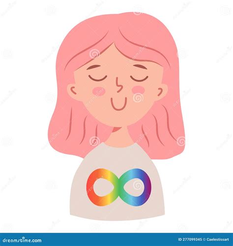 Cute Girl with Neurodiversity Symbol Icon - Vector Rainbow Gradient ...