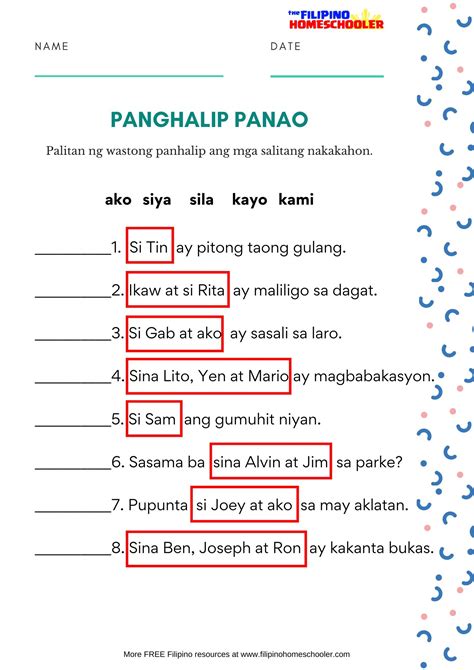 Halimbawa Ng Panghalip Panaklaw Worksheets Pdf