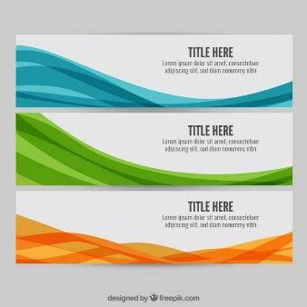 three colorful banners with wavy lines