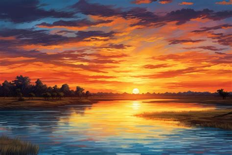 River sunset landscape sunlight. | Premium Photo Illustration - rawpixel