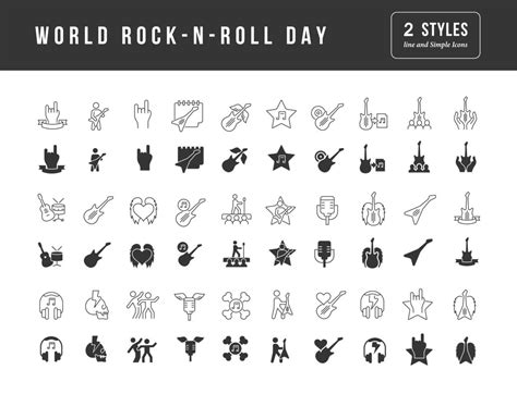 Vector Simple Icons of World Rock-n-Roll Day 10562576 Vector Art at ...