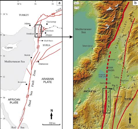 a) General map of the Dead Sea Fault Zone between the Red Sea in south... | Download Scientific ...