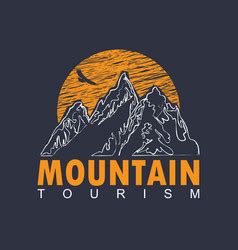 Travel banner with mountains sun and flying eagle Vector Image