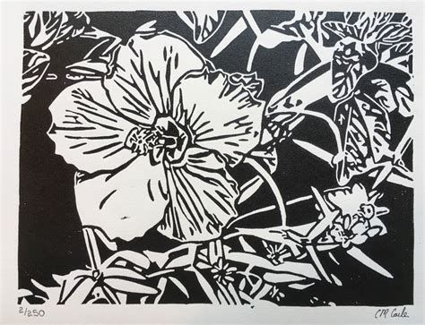 Hibiscus Flowers Linoleum Block Print - Etsy | Linocut, 8x10 art prints ...