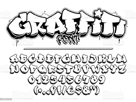 Font Vektor Grafiti Huruf Kapital Angka Dan Glyphs Alfabet Ilustrasi Stok - Unduh Gambar ...