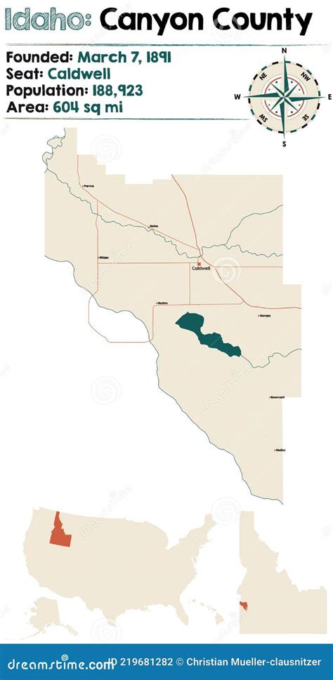 Map of Canyon County in Idaho Stock Vector - Illustration of freeway, caldwell: 219681282