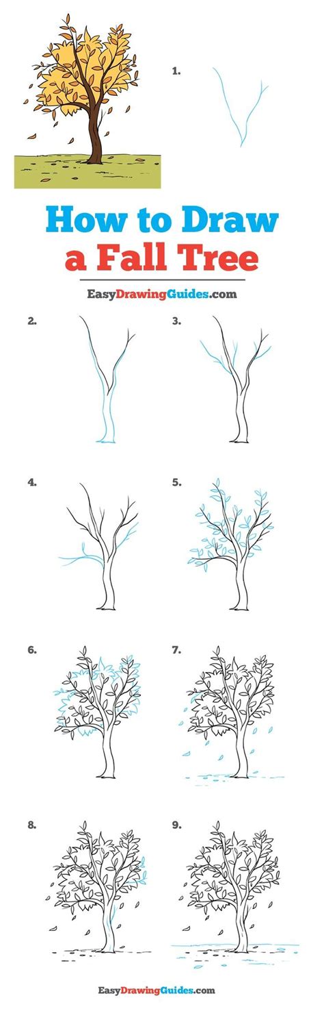 How to Draw a Fall Tree - Really Easy Drawing Tutorial | Trees drawing ...