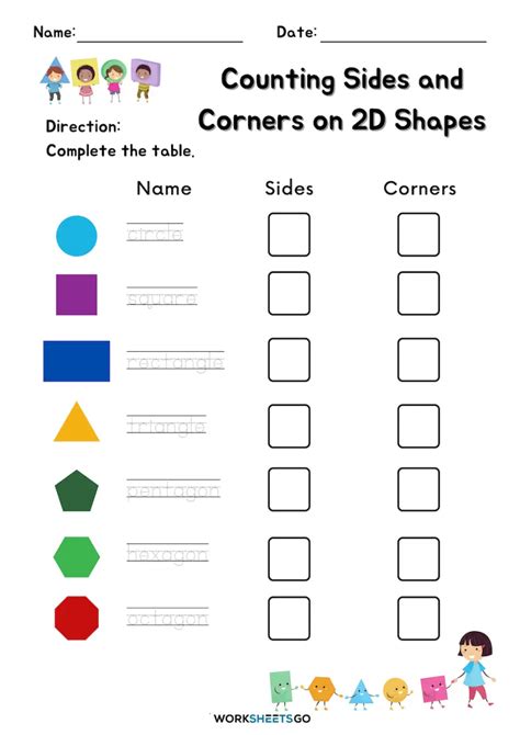 Counting Sides And Corners On 2D Shapes | WorksheetsGO