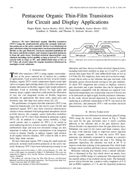 (PDF) Pentacene organic thin-film transistors for circuit and display ...