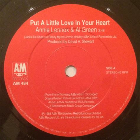 Annie Lennox & Al Green - Put A Little Love In Your Heart (1988, Paper Labels, SNA Pressing ...