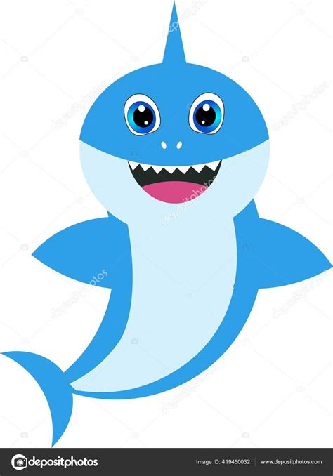 Cute Baby Shark Cartoon Illustration Bubbles Sea Background Design Baby Stock Illustration By ...