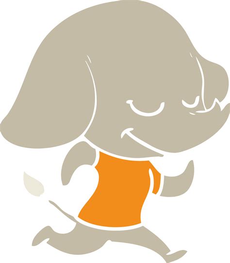 flat color style cartoon smiling elephant running 12162518 Vector Art ...