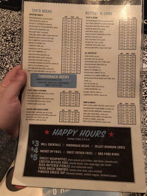 Menu at Char Bar, Kansas City