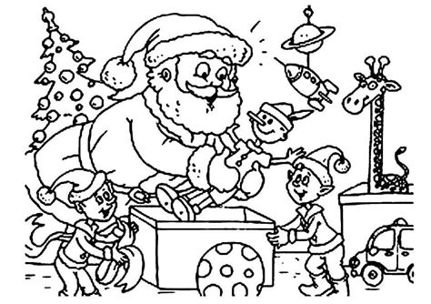 Santa Claus with Elves coloring page - Download, Print or Color Online for Free