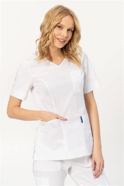 Scrubs top STRETCH, white, BE6-B | Medical clothes COLORMED