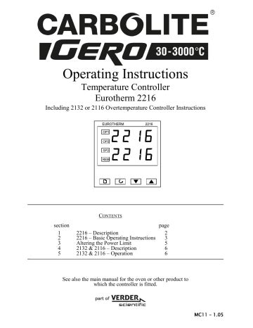 Carbolite Gero Eurotherm 2132 Operating Instructions Manual | Manualzz