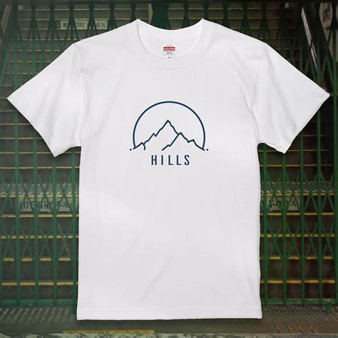 HILLS Logo mountain cotton T-shirt white neutral casual outdoor custom gift - Shop ...