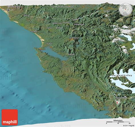 Satellite Panoramic Map of West Coast