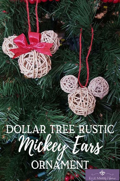 Dollar Tree Rustic Mickey Ears Ornament