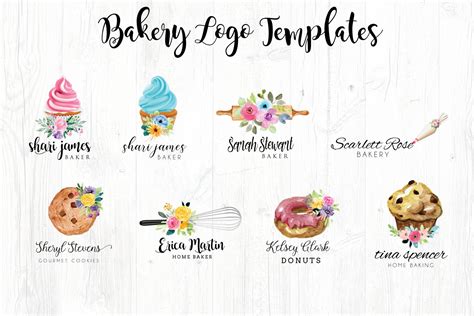 Bakery Logo Templates, Whisk, Cupcake, Rolling Pin, Cookie (572414) | Logos | Design Bundles