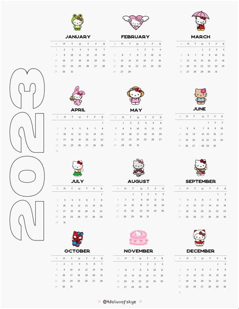 a calendar with hello kitty and other characters for the year 2011 ...