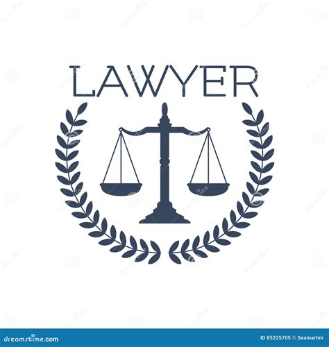 Lawyer Icon, Justice Scales, Laurel Wreath Emblem Stock Vector - Illustration of isolated ...