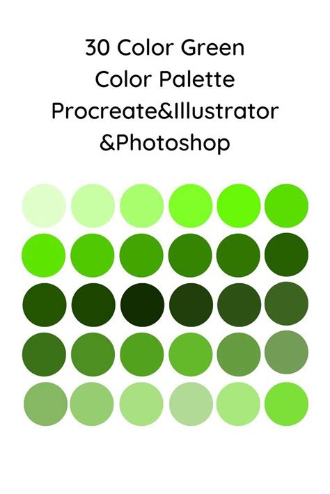 an image of green and white circles with the words, 30 color green color palette procre