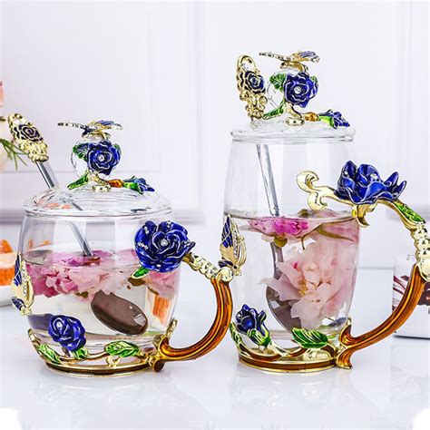 Apricot Flower Elegant Cup Tea Cup Crystal Heat-resistant Glass Cup | Heat resistant glass ...