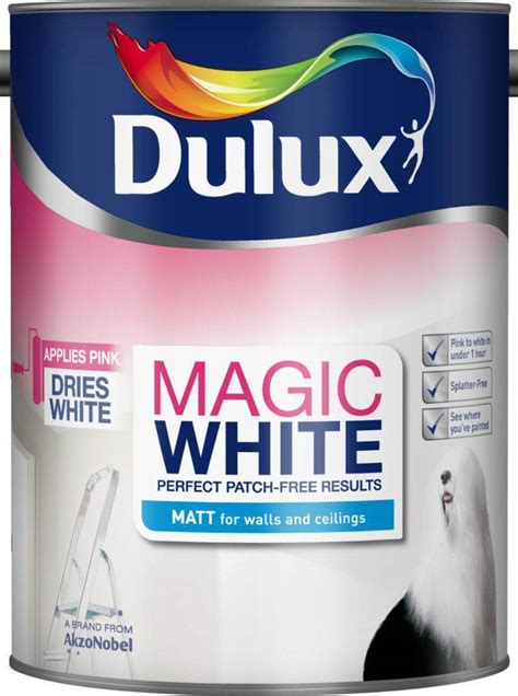 Dulux Magic White Matt Ceiling Paint, Wall Paint Brilliant White 5L • Price