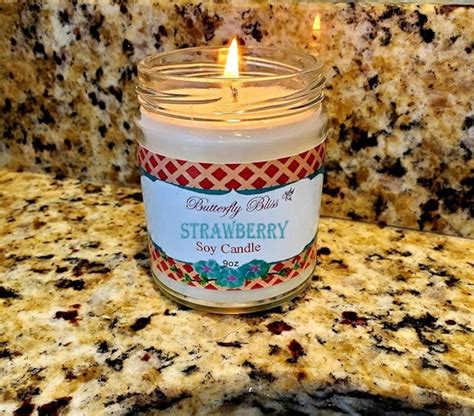 Strawberry Scented Candle Strawberry Candle Strawberry Soy | Etsy