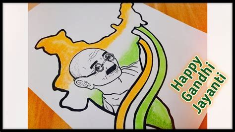 Poster Making On Gandhi Jayanti | Gandhi Jayanti Par Painting | Mahatma Gandhi Sketch Easy - YouTube