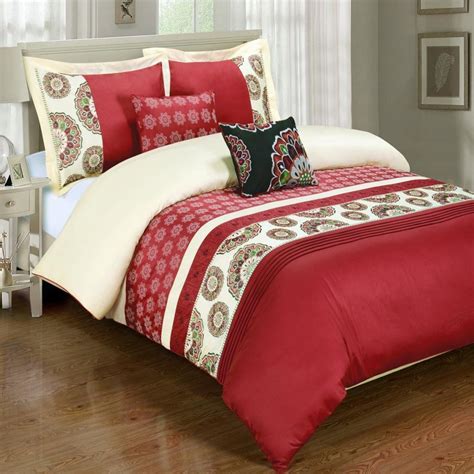 Super Luxurious 100% Egyptian Cotton 10 Piece Chelsea Red KING Size Embroidered Duvet Cover Set ...