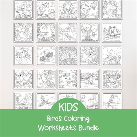 Birds Coloring Worksheets for Kids, Drawing, Coloring and Tracing ...
