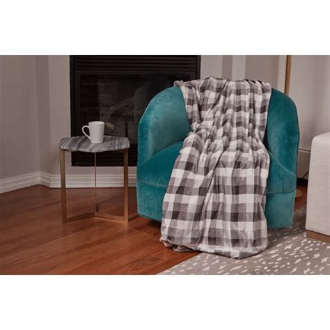 Cuddl Duds Oversized Throw Blanket with a Sherpa Foot Pocket, 50" x 70", Gray and White Buffalo ...