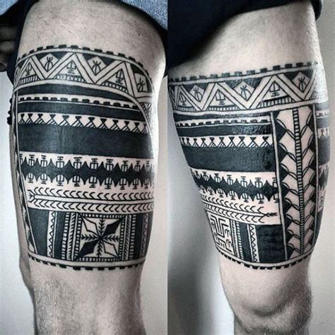 60 Tribal Leg Tattoos For Men - Cool Cultural Design Ideas | Thigh ...