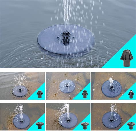 Solar Water Fountain Pump with LED Lights - 7 Nozzles, 3W, 900mAh - TheShop.pk