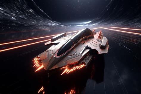 Premium AI Image | Hyperspace travel with a sleek spaceship and radia ...