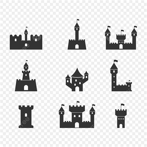 Castle Template Silhouette PNG Transparent, Castle Graphic Design Template Vector Isolated ...