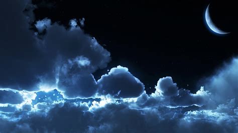 Moon, Night, Sky, Clouds Wallpapers HD / Desktop and Mobile Backgrounds