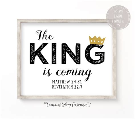 The King is Coming Bible Verse Wall Art Matthew 24:31 - Etsy