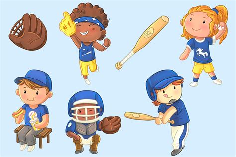 Kids Playing Baseball Sport Clip Art Collection, Cute Baseball, Kawaii ...